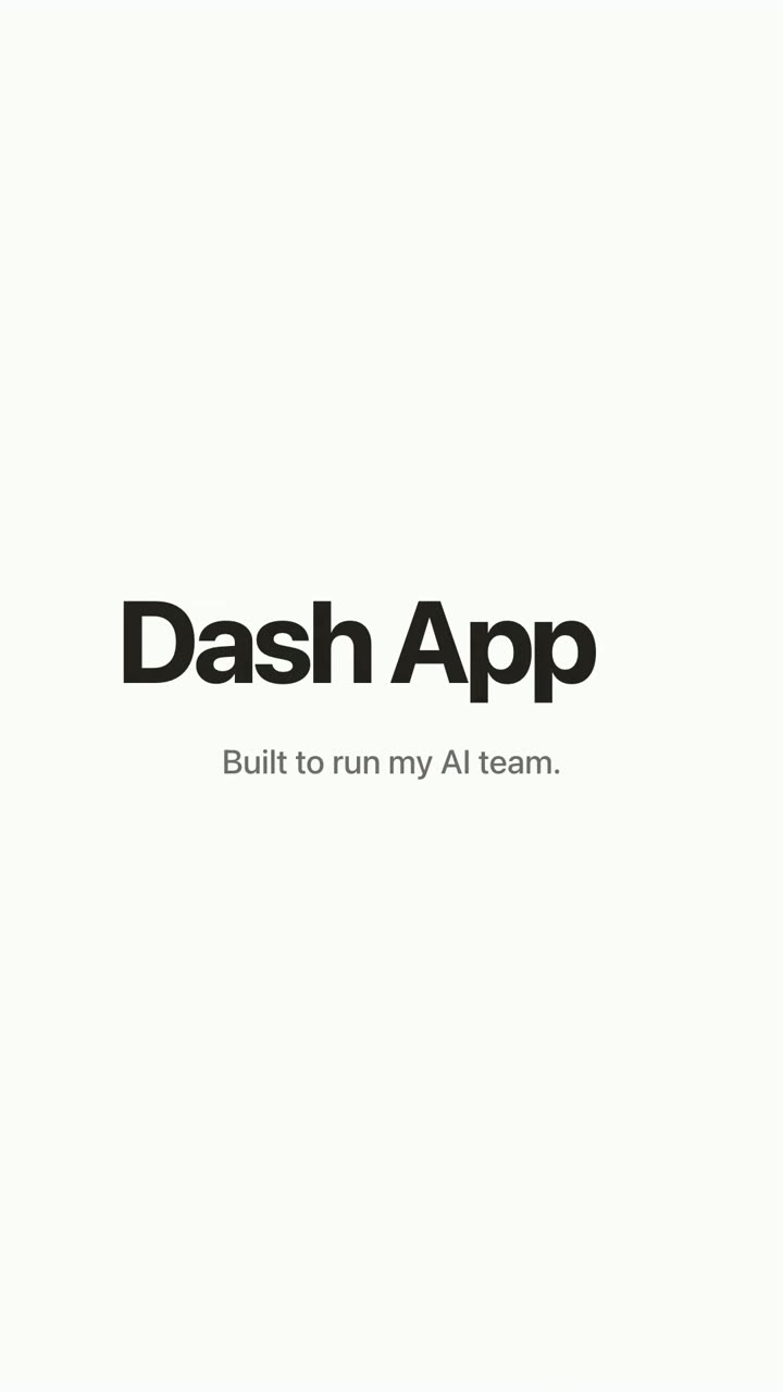Dash App, an interactive showreel of about 72 seconds: six terminals become one PM that hands work to subagents, with everything that needs me in one queue. It plays on its own, unless motion is paused; use its Pause, Play and Skip buttons.